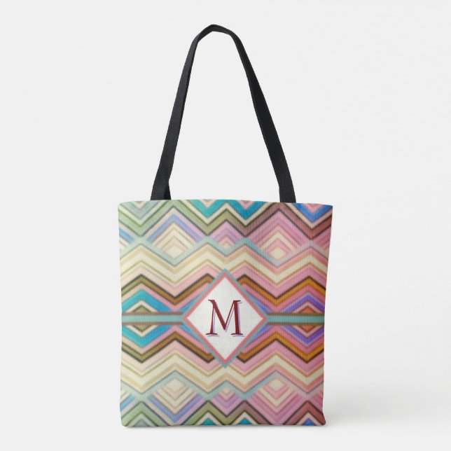 Sac fourre-tout Pastel Turquoise & Pink Multi Zig  (Dos)