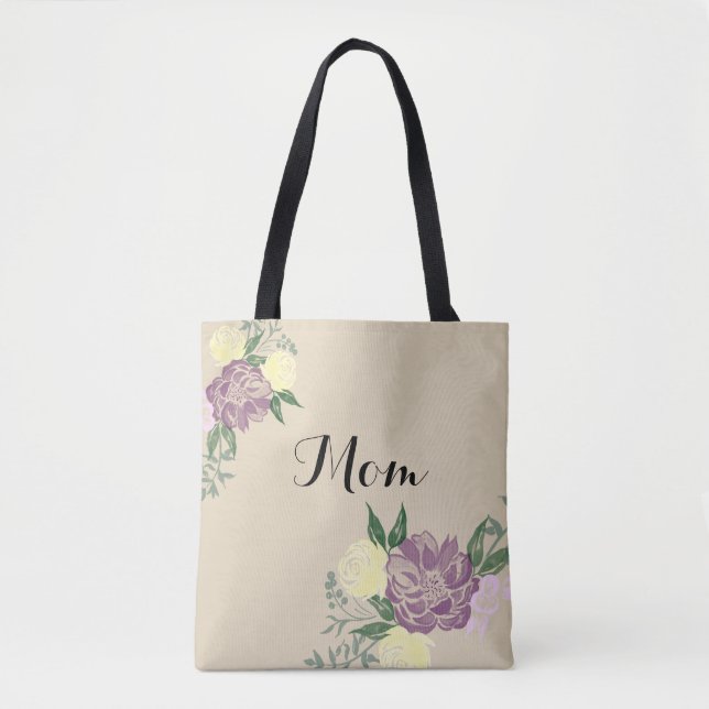 Sac fourre-tout personnalisé à fleur d'aquarelle (Devant)