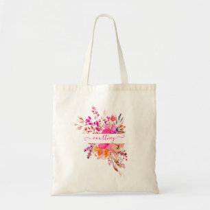 Sac fourre-tout personnalisé à motif floral aquare
