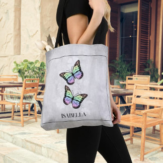 Sac fourre-tout personnalisé à papillon arc-en-cie