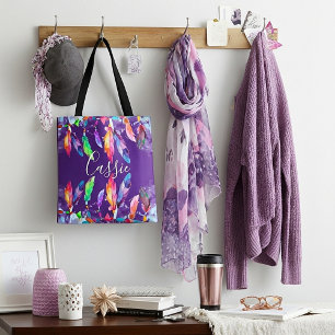 Sac fourre-tout personnalisé à plumes boho