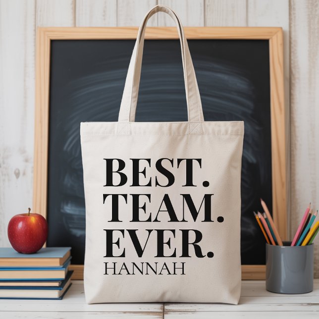 Sac fourre-tout personnalisé à script moderne pour (Custom Tote Bag Gift for Work Besties Office Team, Modern Custom Tote Bag for Teachers and Teams)