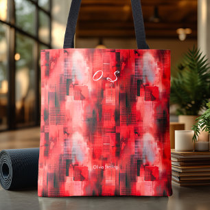 Sac fourre-tout personnalisé abstrait rouge vif
