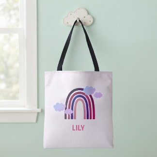 Sac fourre-tout personnalisé arc-en-ciel et nuages