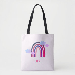 Sac fourre-tout personnalisé arc-en-ciel et nuages