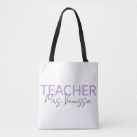 Sac fourre-tout personnalisé au nom de l'enseignan