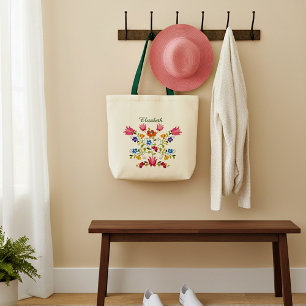 Sac fourre-tout personnalisé avec broderie florale