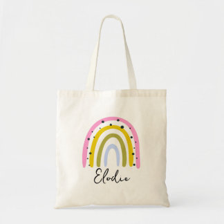 Sac fourre-tout personnalisé avec nom arc-en-ciel 