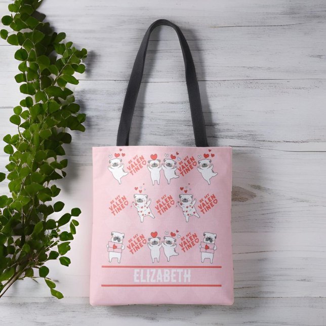 Sac fourre-tout personnalisé avec un nom pour les  (Cute Dog Tote Bag With Personalized Name)