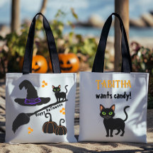Sac fourre-tout personnalisé Black Cat Happy Hallo
