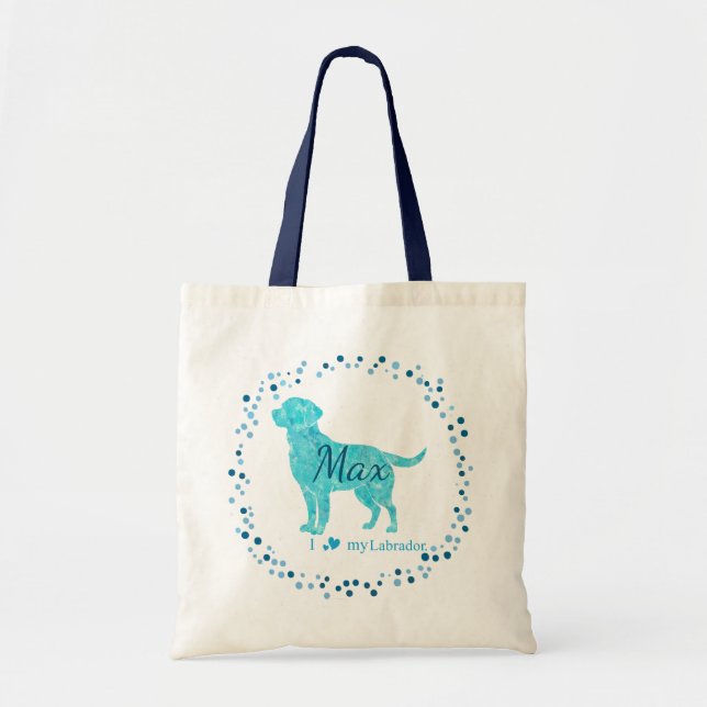 Sac fourre-tout personnalisé bleu pastel pour labr (Devant)