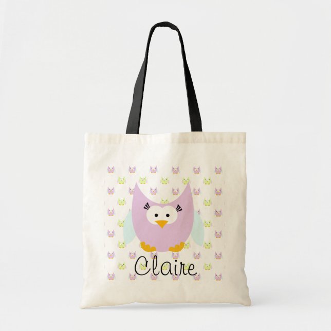 Sac fourre-tout personnalisé Blue and Lavender Owl (Devant)