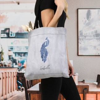 Sac fourre-tout personnalisé Blue Elegant Peacock