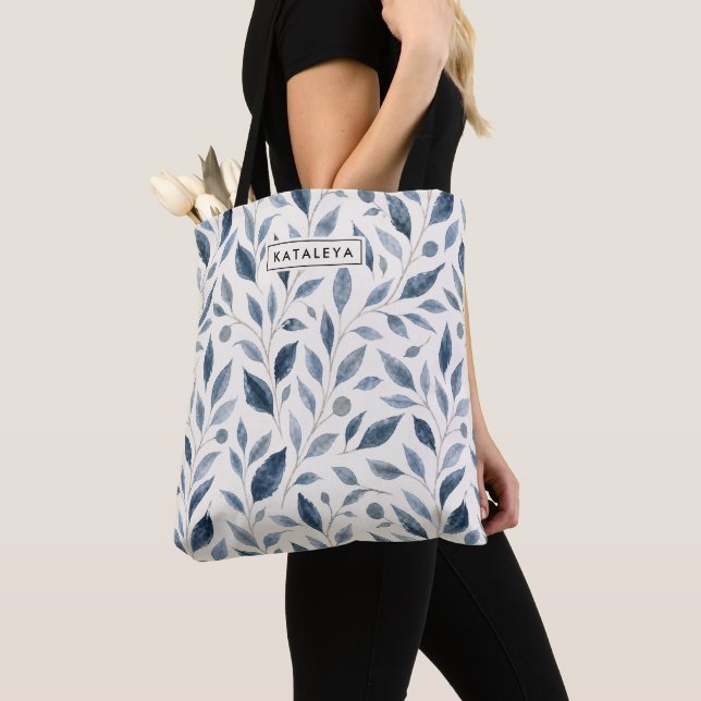 Sac fourre-tout personnalisé Blue Leaf (De près)