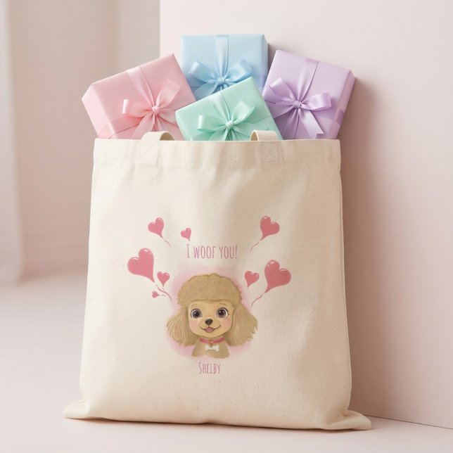 Sac fourre-tout personnalisé caniche avec nom de c (Créateur téléchargé)