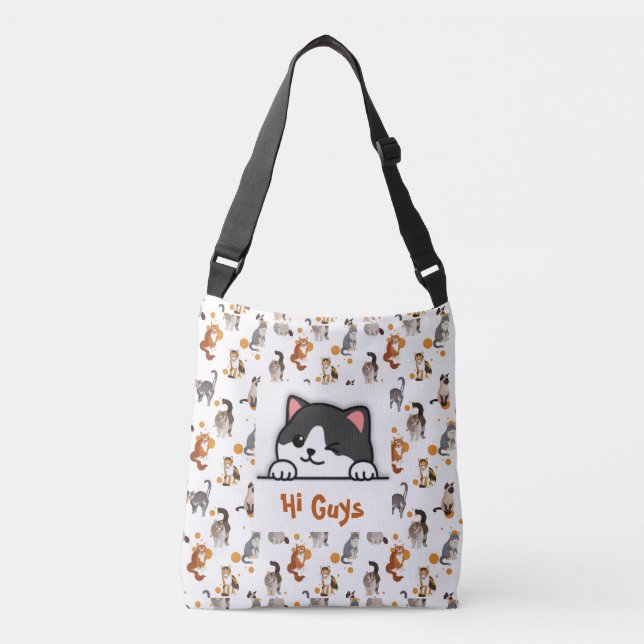 Sac fourre-tout Personnalisé Chat Peeking Cute (Devant)