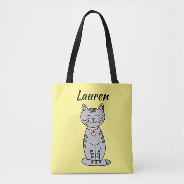 Sac fourre-tout personnalisé chaton gris (Devant)
