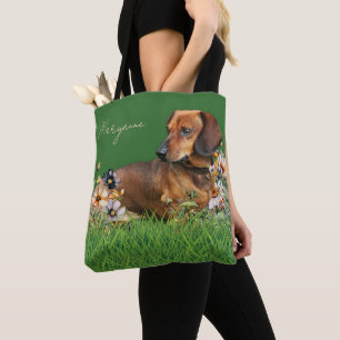 Sac fourre-tout personnalisé Chien Dachshund Brun