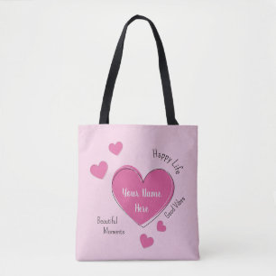 Sac fourre-tout personnalisé cœurs roses