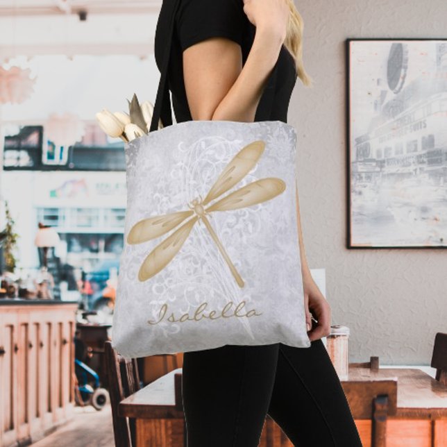 Sac fourre-tout personnalisé de libellules d'or (Gold Dragonfly Personalized Tote Bag)