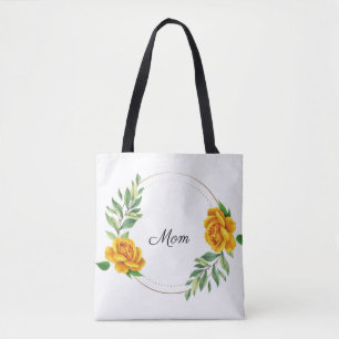 Sac fourre-tout personnalisé de roses jaunes