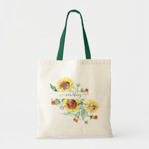 Sac fourre-tout personnalisé de tournesols aquarel