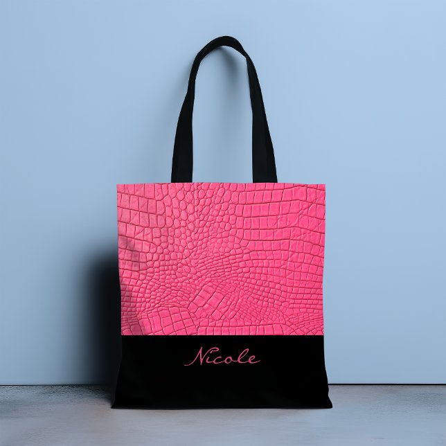 Sac fourre-tout personnalisé en cuir rose (Créateur téléchargé)