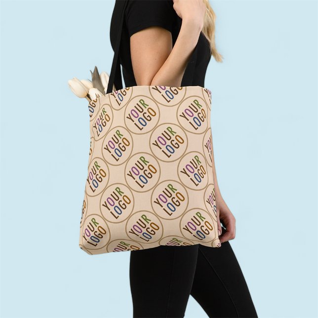 Sac fourre-tout personnalisé entièrement imprimé a (MISOOK Beige All-Over-Print Tote Bag with Your Logo Pattern)