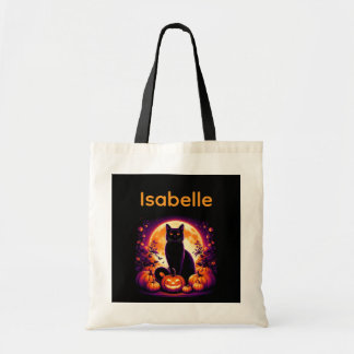 Sac fourre-tout personnalisé Halloween Chat Noir a