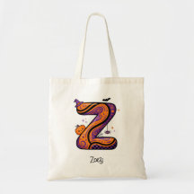 Sac fourre-tout personnalisé Halloween Z initiale 