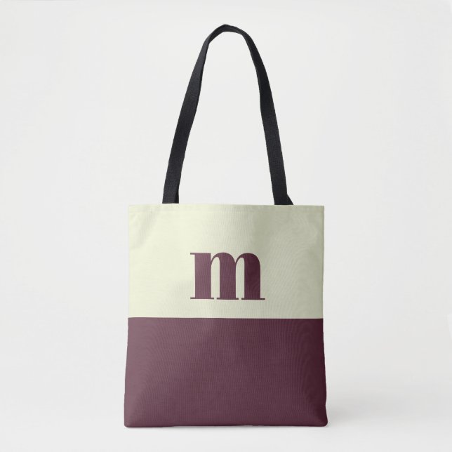 Sac fourre-tout personnalisé initial blanc et marr (Devant)