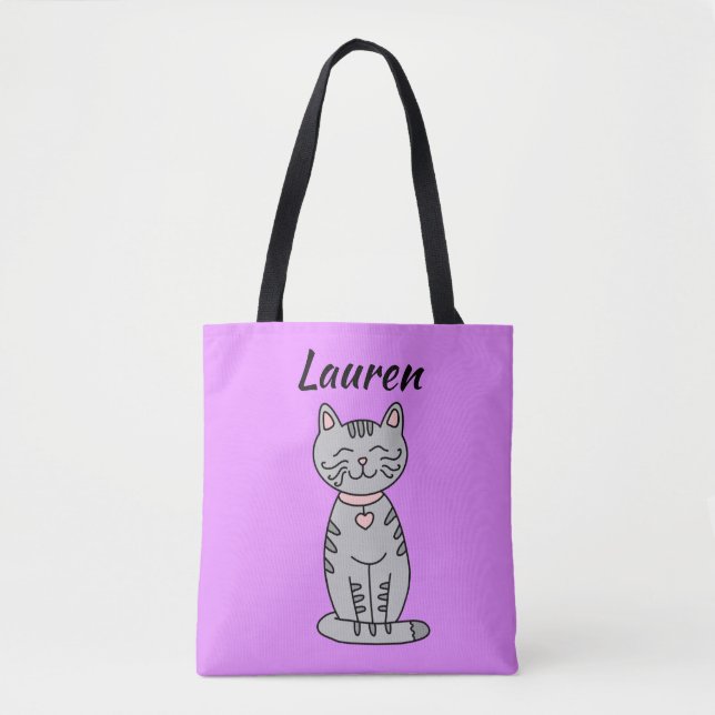 Sac fourre-tout personnalisé Kitty Chat Gris (Devant)