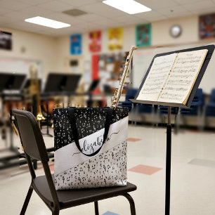 Sac fourre-tout personnalisé musical noir et blanc