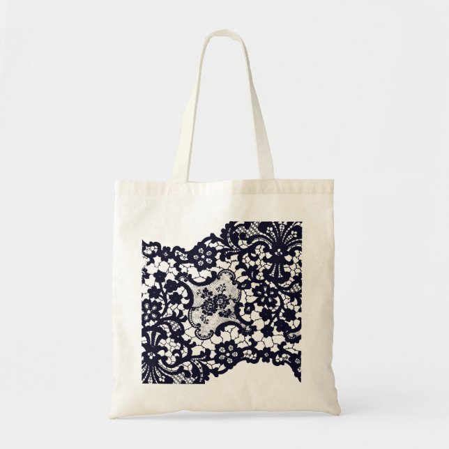 SAC FOURRE-TOUT PERSONNALISÉ NOIR ANTIQUE LACE MOT (Devant)