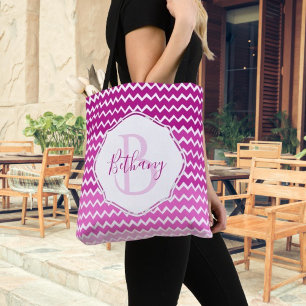 Sac fourre-tout personnalisé Pink Ombre Chevron