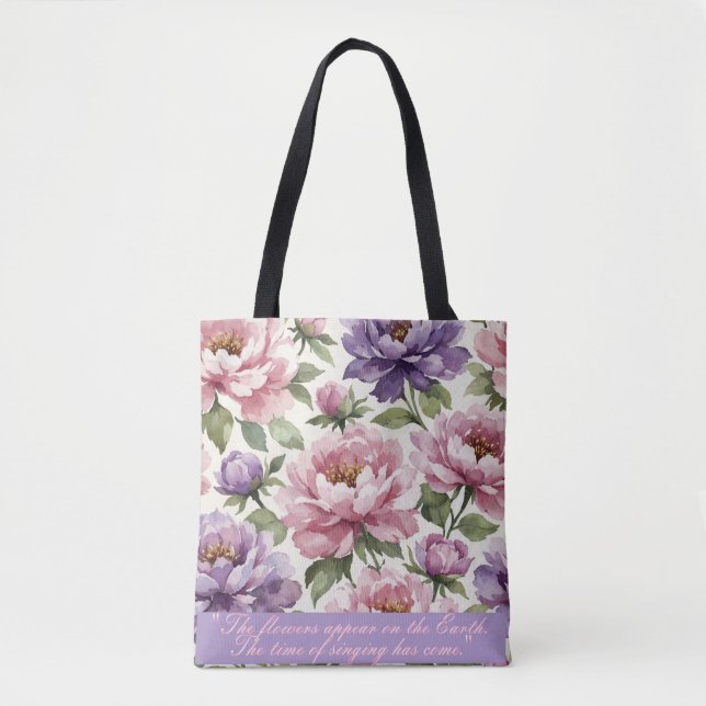 Sac fourre-tout personnalisé Pivoine florale (Devant)