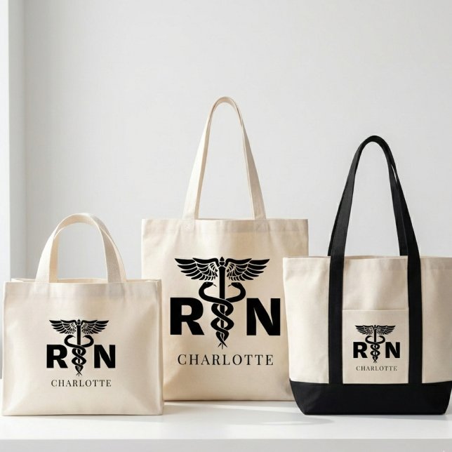 Sac fourre-tout personnalisé pour infirmière en so (Custom RN Nurse Tote Bag Gift for Registered Nurses, Graduates, and Nurse Appreciation Week gifts)