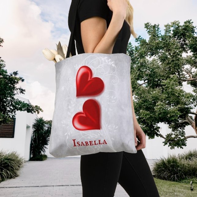 Sac fourre-tout personnalisé Red Hearts (Red Hearts Personalized Tote Bag)
