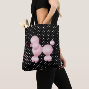 Sac fourre-tout personnalisé Retro Pink Poodle