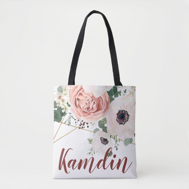 Sac fourre-tout personnalisé Rose de jardin géomét (Devant)
