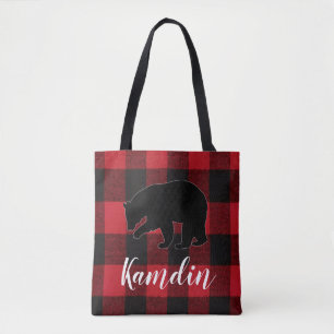 Sac fourre-tout personnalisé Rouge Buffalo Plaid O