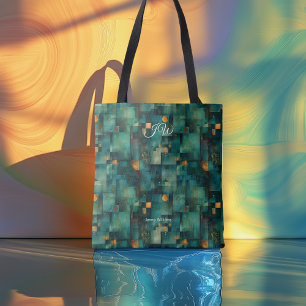 Sac fourre-tout personnalisé sarcelle abstrait ave