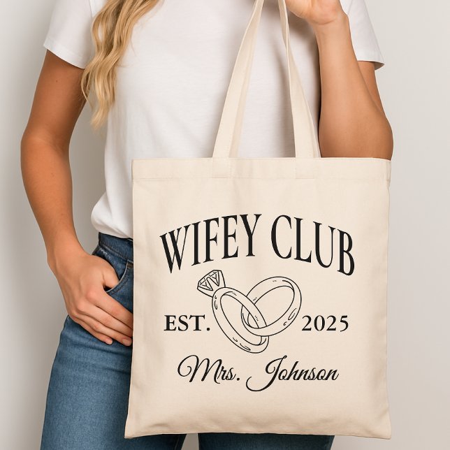 Sac fourre-tout personnalisé Wifey Club, Cadeau de (wifey club handbag, custom name tote, gift for wife, honeymoon handbag, newlywed gift, bride tote,)