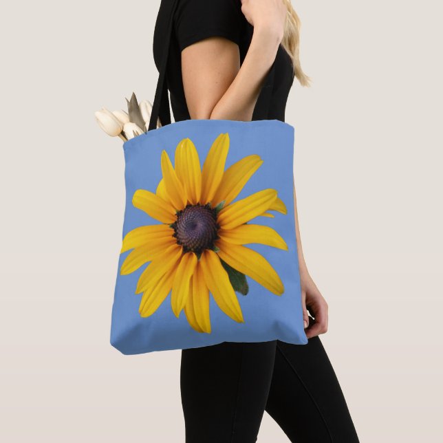 Sac fourre-tout photo bleu Fleur Jaune (De près)