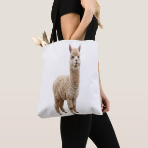 Sac fourre-tout photo d'alpaga réaliste et mignon