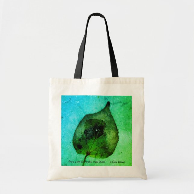 Sac fourre-tout photo d'une feuille avec une goutt (Devant)