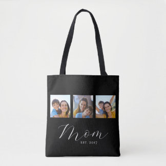 Sac fourre-tout photo noir à script établi par mam