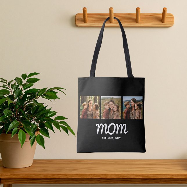 Sac fourre-tout photo noir avec écriture de maman  (Créateur téléchargé)
