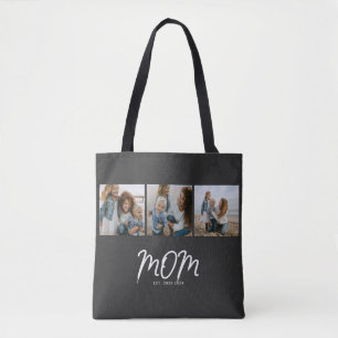 Sac fourre-tout photo noir script Mom Established 