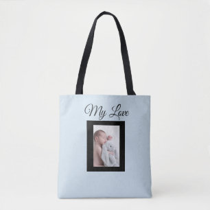 Sac fourre-tout photo personnalisé bleu et noir po